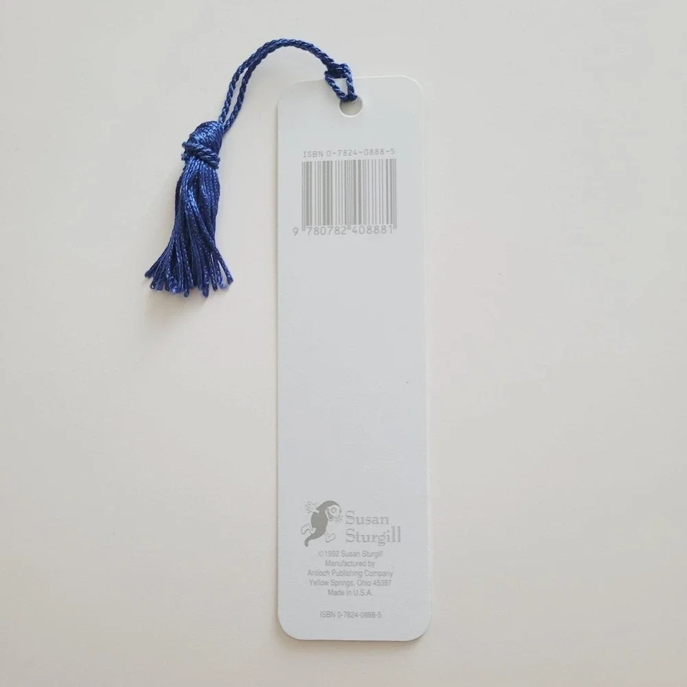 Vintage 90s Cats Easy To Please Tassel Bookmark 1992 Susan Sturgill, Antioch USA